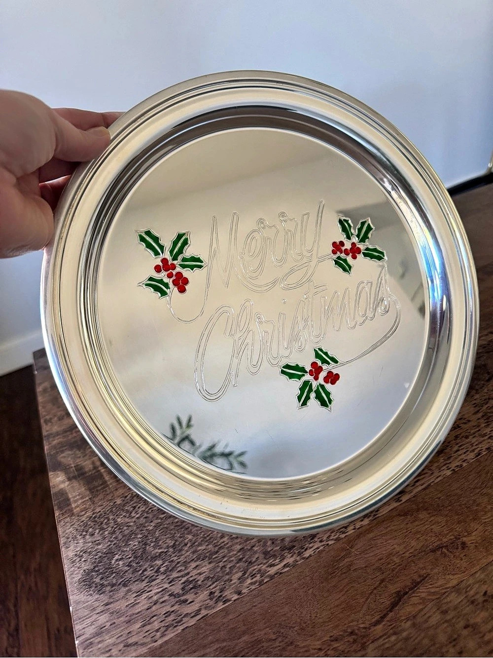Sheridan Taunton Silversmiths Ltd. 12” Serving Tray Holiday Merry Christmas